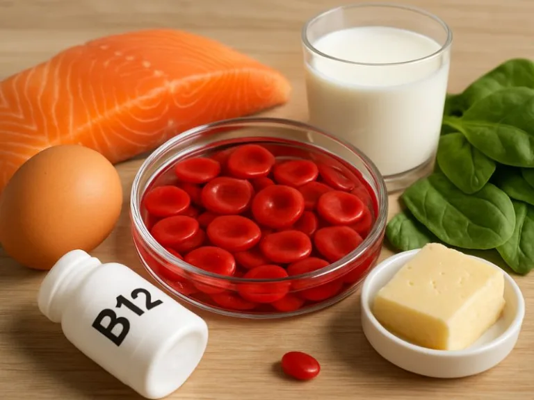 فيتامين B12 ضروري لدعم إنتاج خلايا الدم الحمراء والحفاظ على صحتها