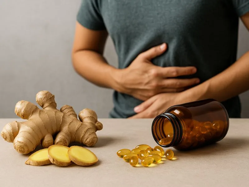 الزنجبيل يساعد في تهدئة المعدة وتقليل الشعور بالغثيان بشكل طبيعي