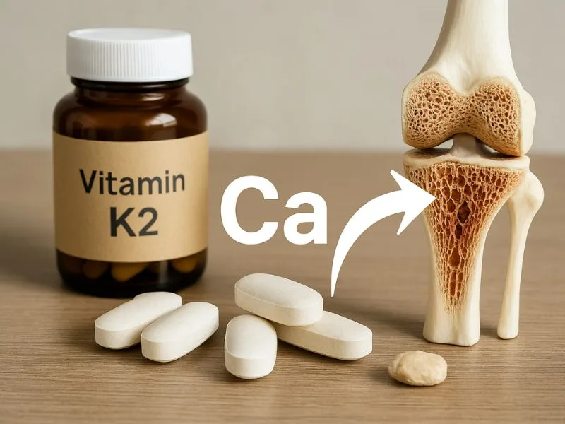 فيتامين k2 يساعد في توجيه الكالسيوم إلى العظام لتعزيز قوتها وصحتها
