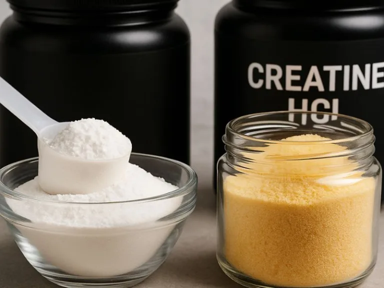 الفرق بين الكرياتين مونوهيدرات وكرياتين HCL في دعم الأداء وبناء العضلات