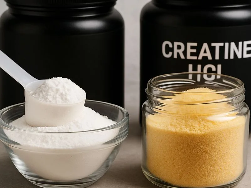 الفرق بين الكرياتين مونوهيدرات وكرياتين HCL في دعم الأداء وبناء العضلات