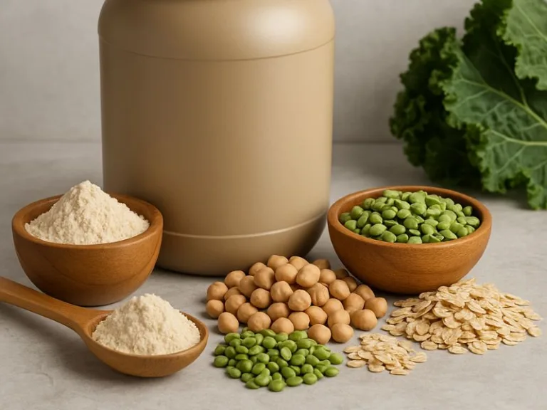 مكملات بروتين نباتي خالية من الجلوتين مستخلصة من مصادر طبيعية كالبازلاء والحمص والشوفان