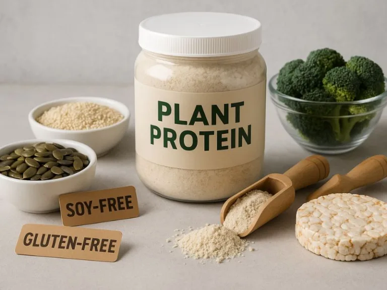 مكملات بروتين نباتي بدون صويا أو جلوتين تدعم التغذية الصحية والنباتية
