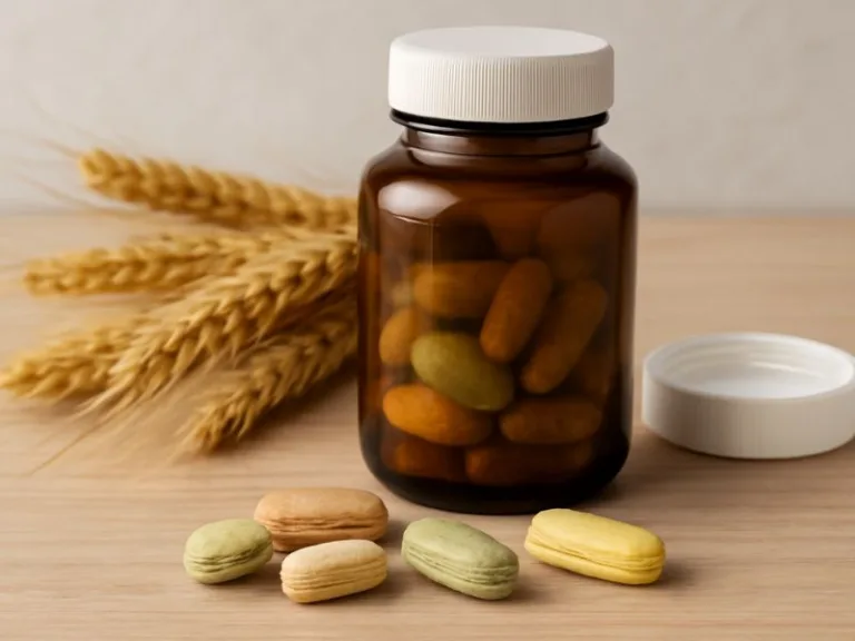 مكملات فيتامينات متعددة خالية من الجلوتين أو سواغات القمح لتعزيز الصحة بشكل طبيعي